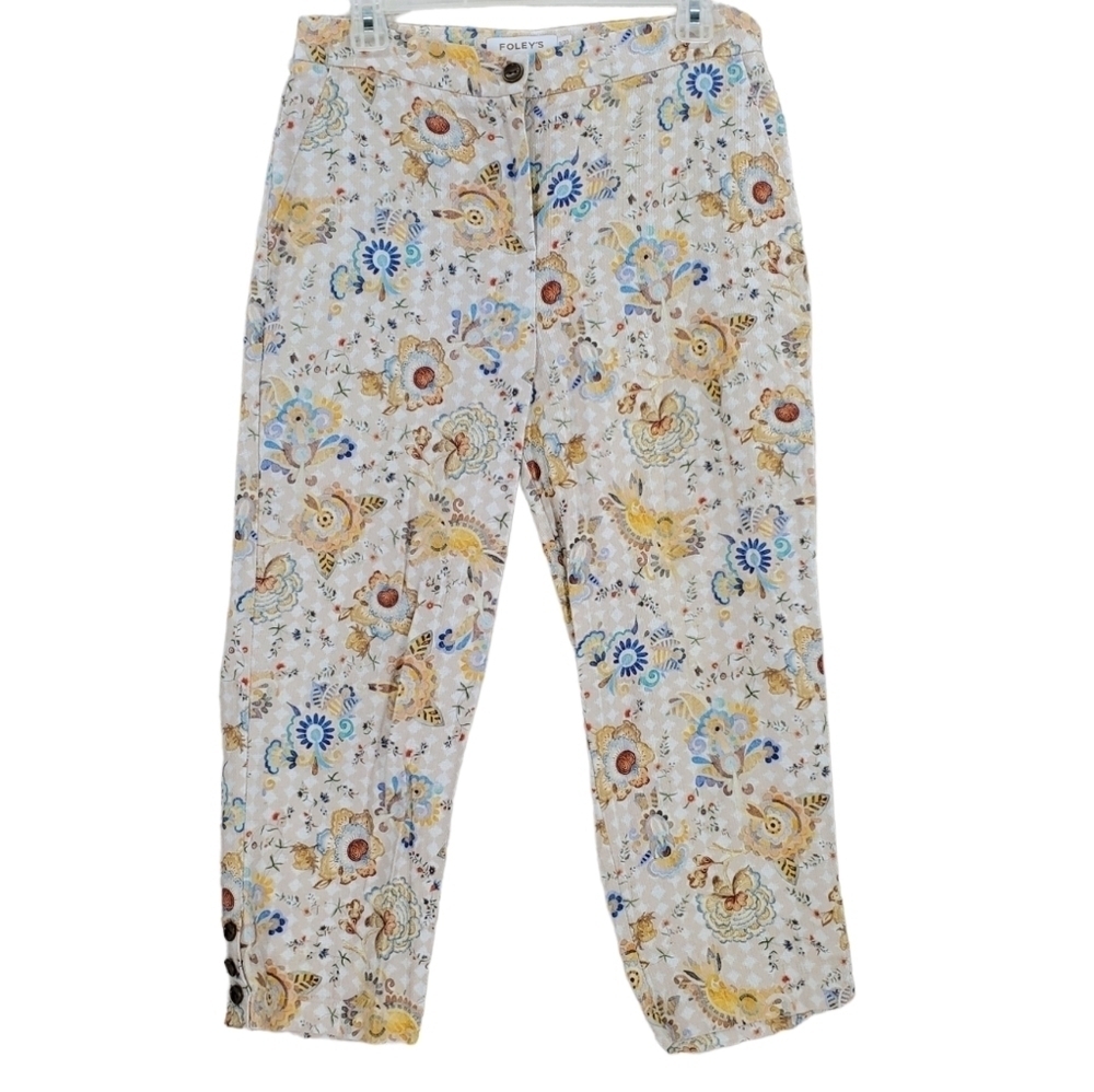 Foley's Capri Pants Ankle Wmns 9 /30 Floral Print Knit Bareback Hi Rise 30x21.5